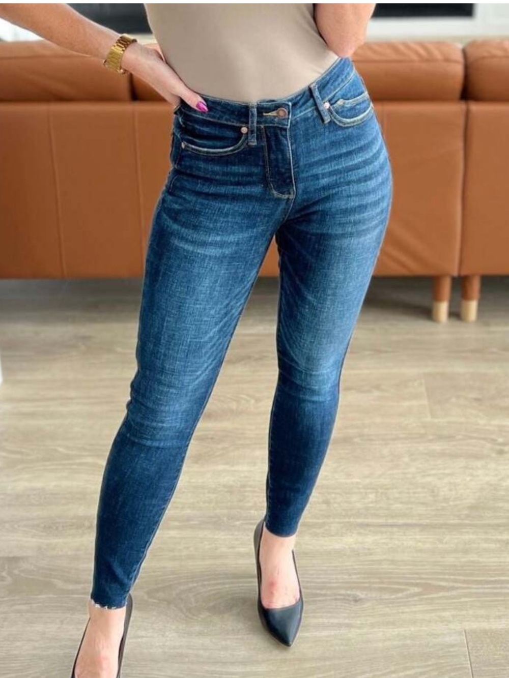 Judy Blue Style JB88527 Tummy Control Jeans with Raw Hem Size 14W